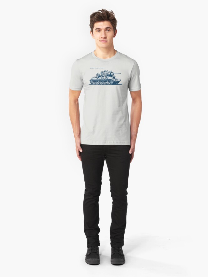 Alternate view of T-34 Russian Caravan Slim Fit T-Shirt
