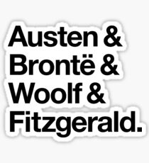 Classic Literature Authors - Black Helvetica (Austen and Bronte and Woolf and Fitzgerald) Sticker