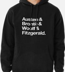 Classic Literature Authors - White Helvetica (Austen and Bronte and Woolf and Fitzgerald) Pullover Hoodie