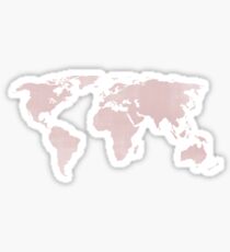 Distressed Rose Quartz World Map Sticker