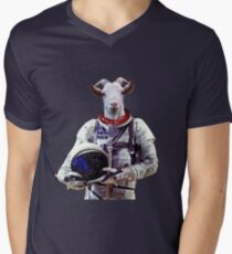 Camiseta para hombre de cuello en v Astronauta de cabra en el espacio