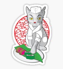 Pegatina Nadie más que yo hace el sushi (chef gato japonés)