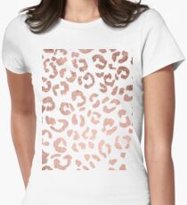 Luxurious hand drawn rose gold leopard print Women's Fitted T-Shirt