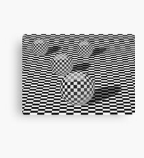 Black and white illustration with balls on a chessboard Canvas Print