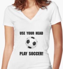 Soccer Head Women's Fitted V-Neck T-Shirt