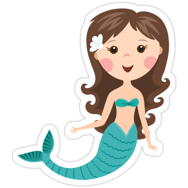 "Cute cartoon mermaid with brown hair stickers" Stickers ...