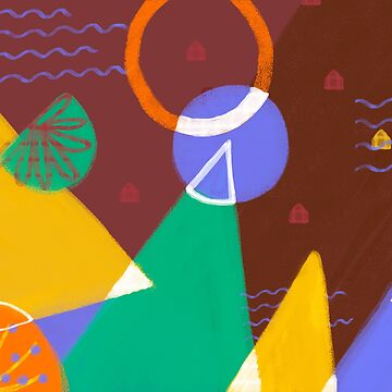 Artwork thumbnail, Geometric Colorful illustration of a Mountains Landscape by luisinasalce