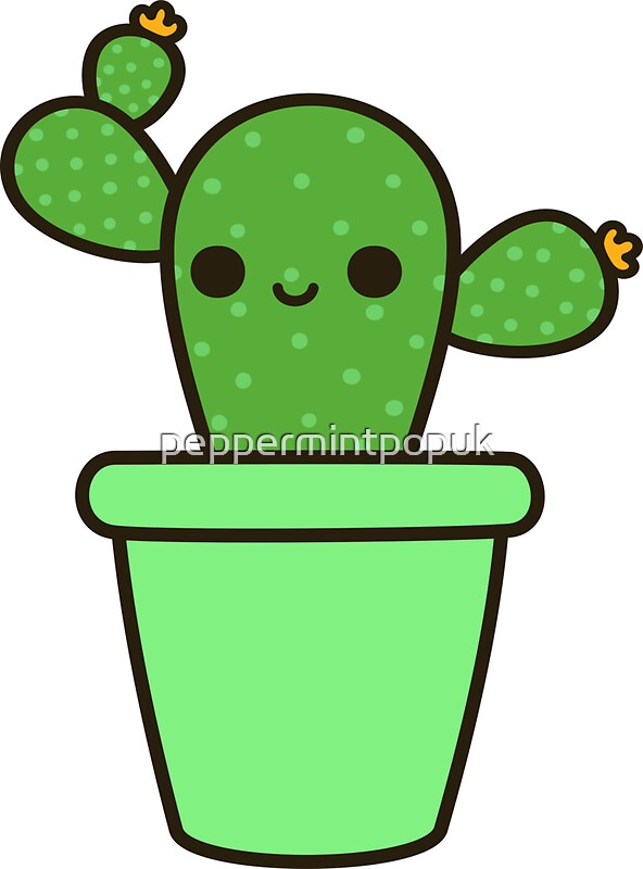 "Cute cactus in green pot" Stickers by peppermintpopuk | Redbubble