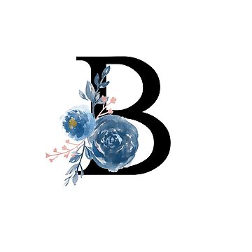 The Letter 'B' Blue Flower Watercolor Monogram | Sticker