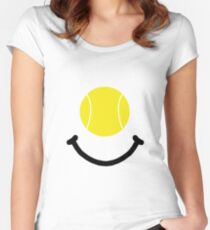 Tennis Lächeln Tailliertes Rundhals-Shirt