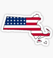 American flag Massachusetts outline Sticker