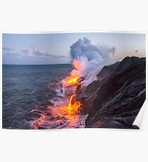 Kilauea Volcano Lava Flow Sea Entry 3- The Big Island Hawaii Poster