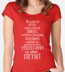 In a Land of Myth... Merlin (white) Women's Fitted Scoop T-Shirt