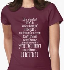 In a Land of Myth... Merlin (white) Women's Fitted T-Shirt