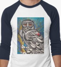 snowy owl with red star Baseball ¾ Sleeve T-Shirt