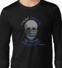BLUE Line Skull Long Sleeve T-Shirt