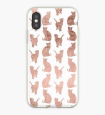 Trendy modernes Rosengoldkatzenmuster iPhone-Hülle & Cover