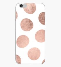 Modern faux rose gold hand drawn polka dots iPhone Case