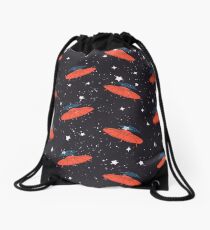 Hand drawn pattern UFO Drawstring Bag