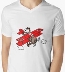 Snoopy Flying Men's V-Neck T-Shirt