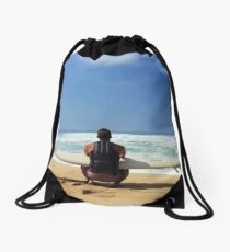 Watching the Waves Drawstring Bag
