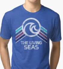 The Living Seas Distressed Logo in Vintage Retr Style Tri-blend T-Shirt