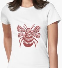 THE BEE (red on tourquoise) Women's Fitted T-Shirt