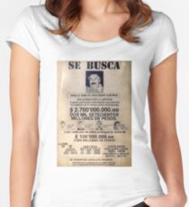 Pablo Escobar wanted poster Tailliertes Rundhals-Shirt