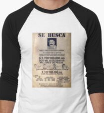 Camiseta ¾ estilo béisbol Pablo Escobar wanted poster