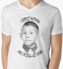 Camiseta para hombre de cuello en v No espero nada