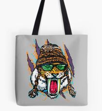 Sabre Tooth Tiger Chillin' With Winter Beanie Tote Bag