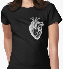 Anatomical Heart - White Outline Women's Fitted T-Shirt