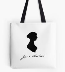 Jane Austen; signature and silhouette Tote Bag