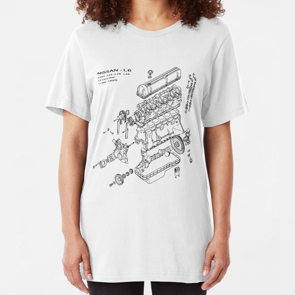Nissan L6 Exploded View Slim Fit T-Shirt