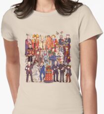 The party doesn't start until the Doctor walks in...twelve times Women's Fitted T-Shirt