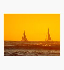 Waikiki Sunset Sailing Photographic Print