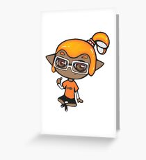 Chibi Inkling Boy (orange) Greeting Card