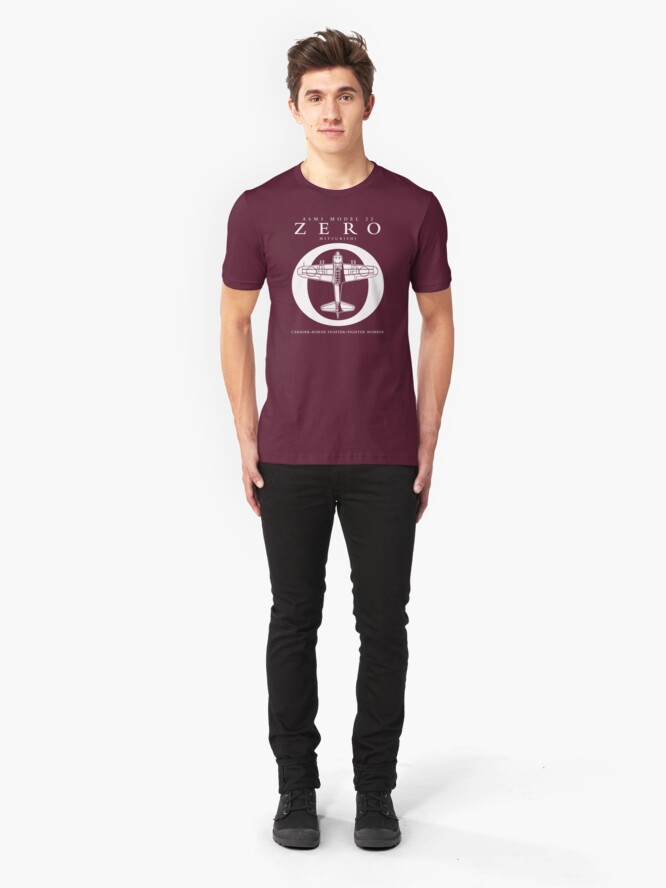 Alternate view of Mitsubishi Zero! Banzai! Slim Fit T-Shirt
