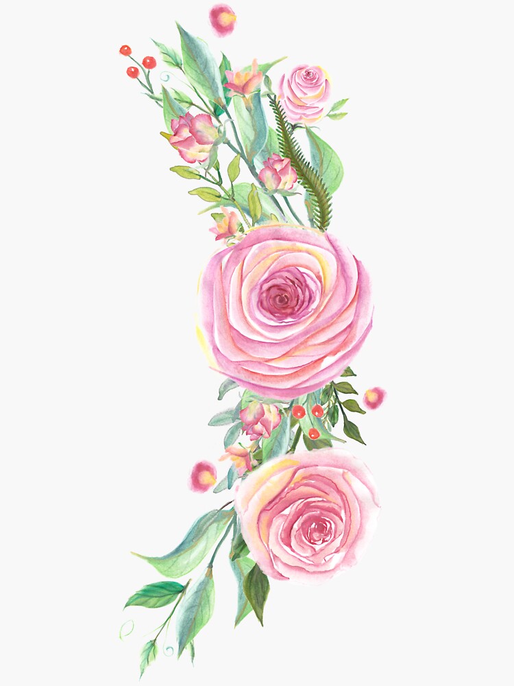 Download "Pink Watercolor Flower Bouquet" Sticker by junkydotcom ...