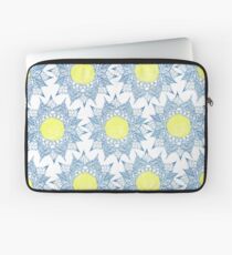 Boho blaues Hennastrauch Mandala gelbe Sonne Muster Laptoptasche