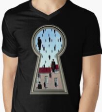 "Magritte from the lock" Men's V-Neck T-Shirt