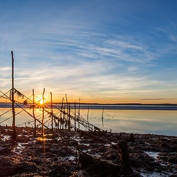 Artwork thumbnail, River Cree Salmon Nets at Sunset by davecurrie