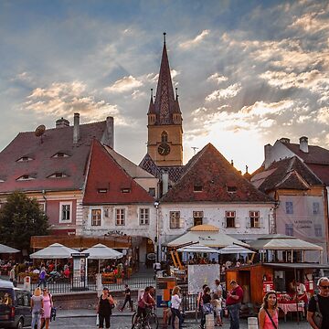 Sibiu, Transylvania, Romania Central Square At Sunset