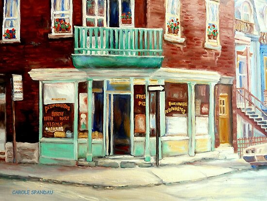 Vintage Bakery Montreal Corner Store Canadian Art Posters By Carole