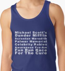 Michael Scott Dunder Mifflin Scranton Meredith Palmer Memorial Promi Tollwut Bewusstsein Pro-Am Fun Run Rennen für die Heilung Tanktop für Männer