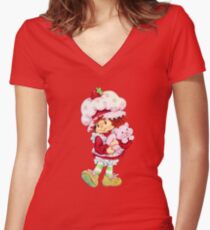 Strawberry Shortcake & Custard Women's Fitted V-Neck T-Shirt