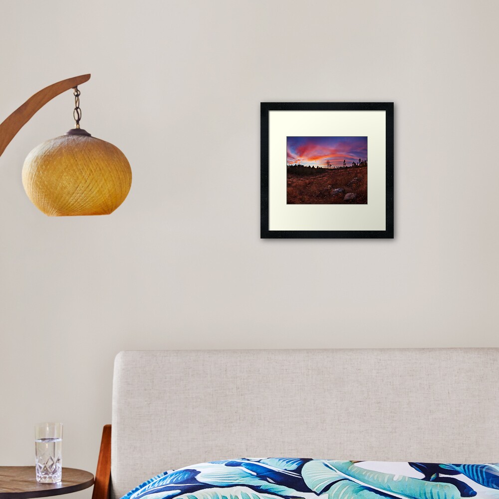 Beautiful vibrant sunset clouds landscape Framed Art Print