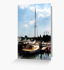 Docked Cabin Cruiser Greeting Card