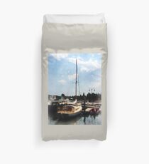Docked Cabin Cruiser Duvet Cover