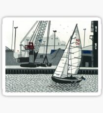 Poole Quay - Original linocut by Francesca Whetnall Sticker
